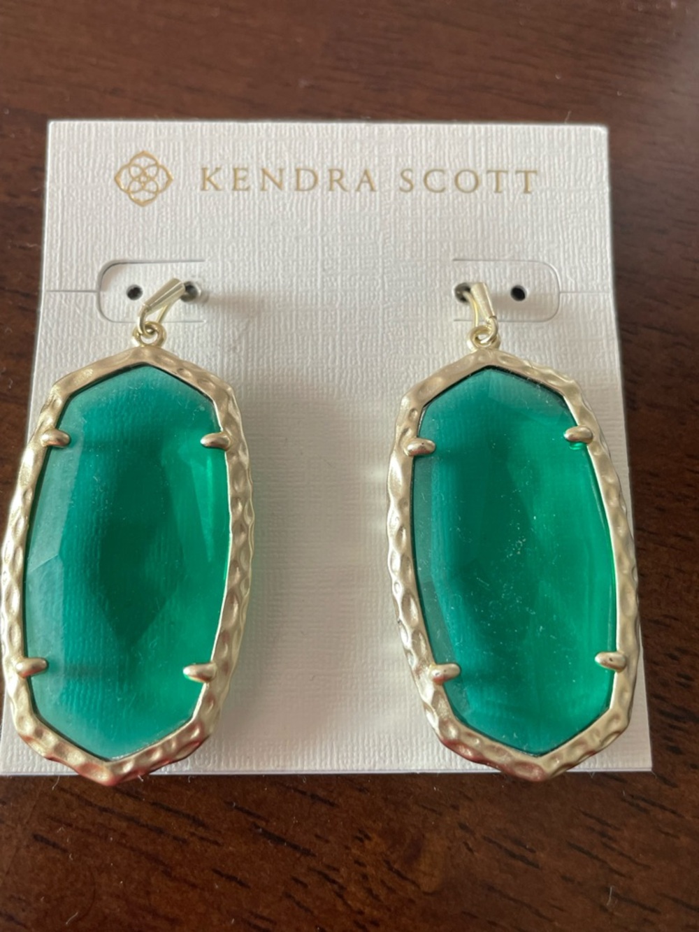 Kendra Scott Faceted Teal Green Drop Earrings - Gold-Tone